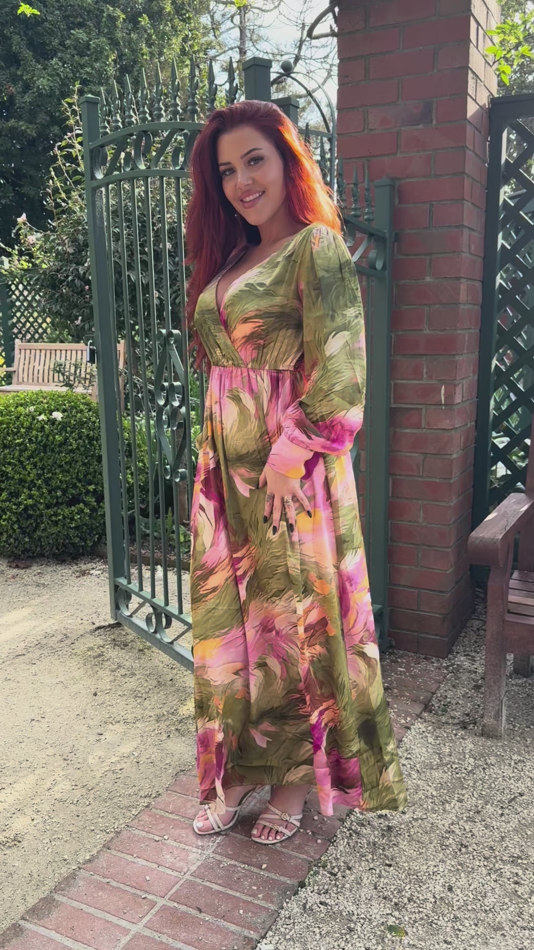 Slow Dance 01 plus size silky V-neck maxi dress – video